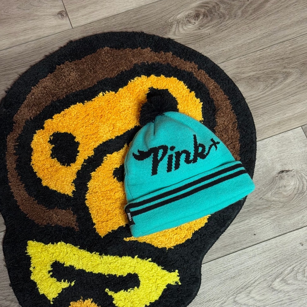Pink + Dolphin Teal and Black Beanie